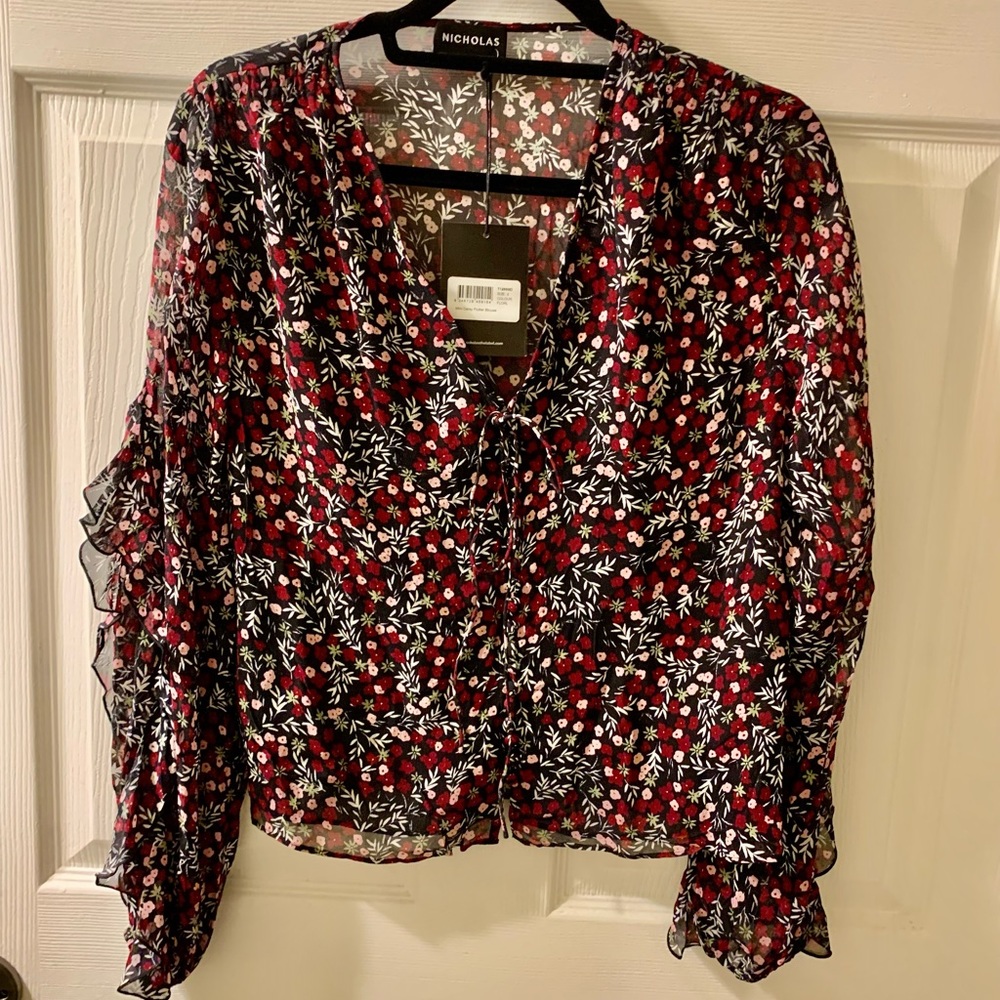 NICHOLAS Silk Floral Print Blouse with Tags